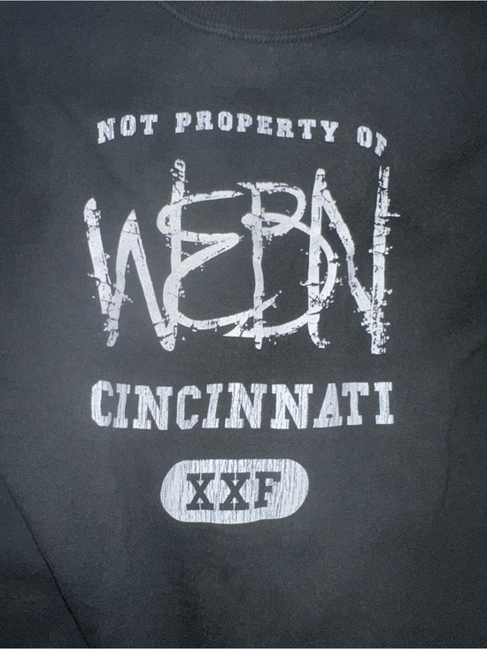 Gildan Other - Black Sweatshirt with White Distressed WEBN Cincinnati Vintage Sweatshirt